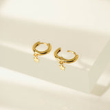 Star Charm Huggie Drop Hoop Earrings